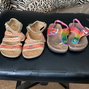 2 for 1 gold and pink and multi-color sandals